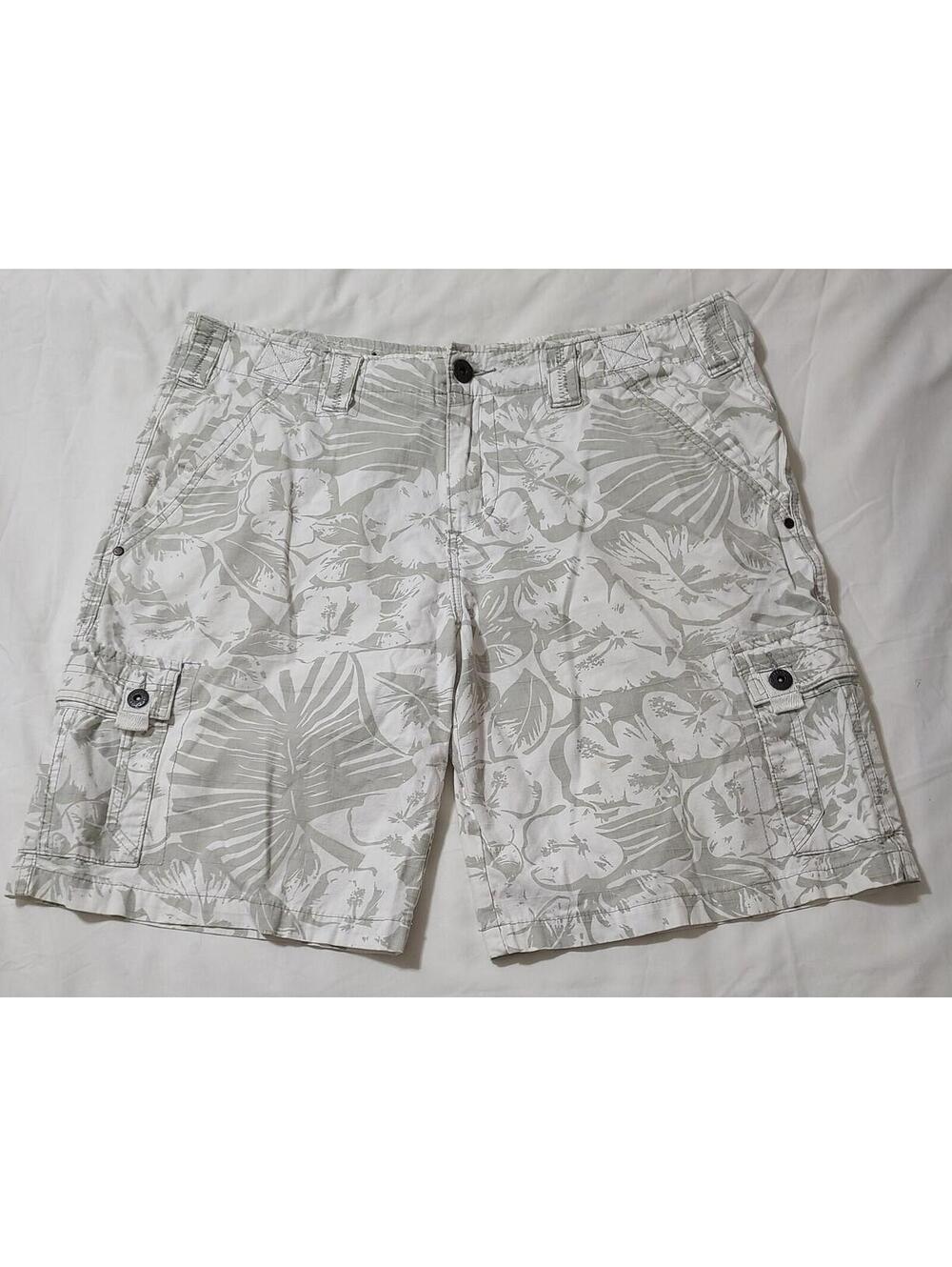 Carbon Board Shorts Mens Sz 38 Medium White Tropical Print Summer Beach Coastal